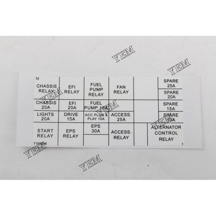 Fuse Relay Decal Part # 7360989 For Bobcat Parts